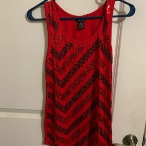 Medium red sequin tank top